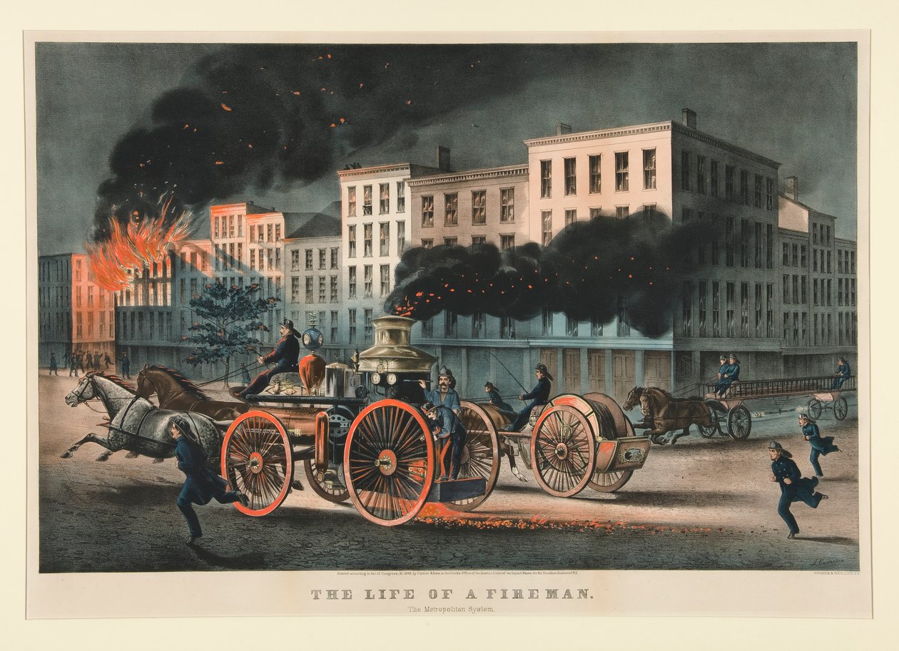 La Vida de un Bombero / El Sistema Metropolitano. de Currier and Ives