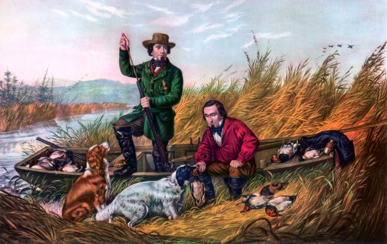 Caza de patos salvajes, 1854 de Currier and Ives