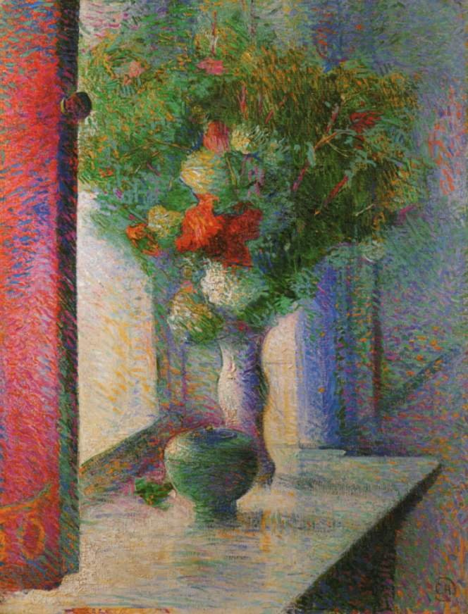Naturaleza muerta con ramo de flores en la ventana de Curt Herrmann