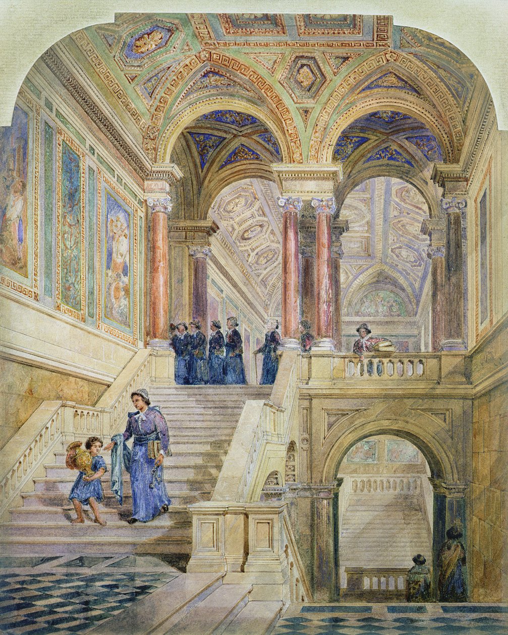 Diseño para la escalera del Ayuntamiento de Leeds, 1853-58 de Cuthbert Brodrick