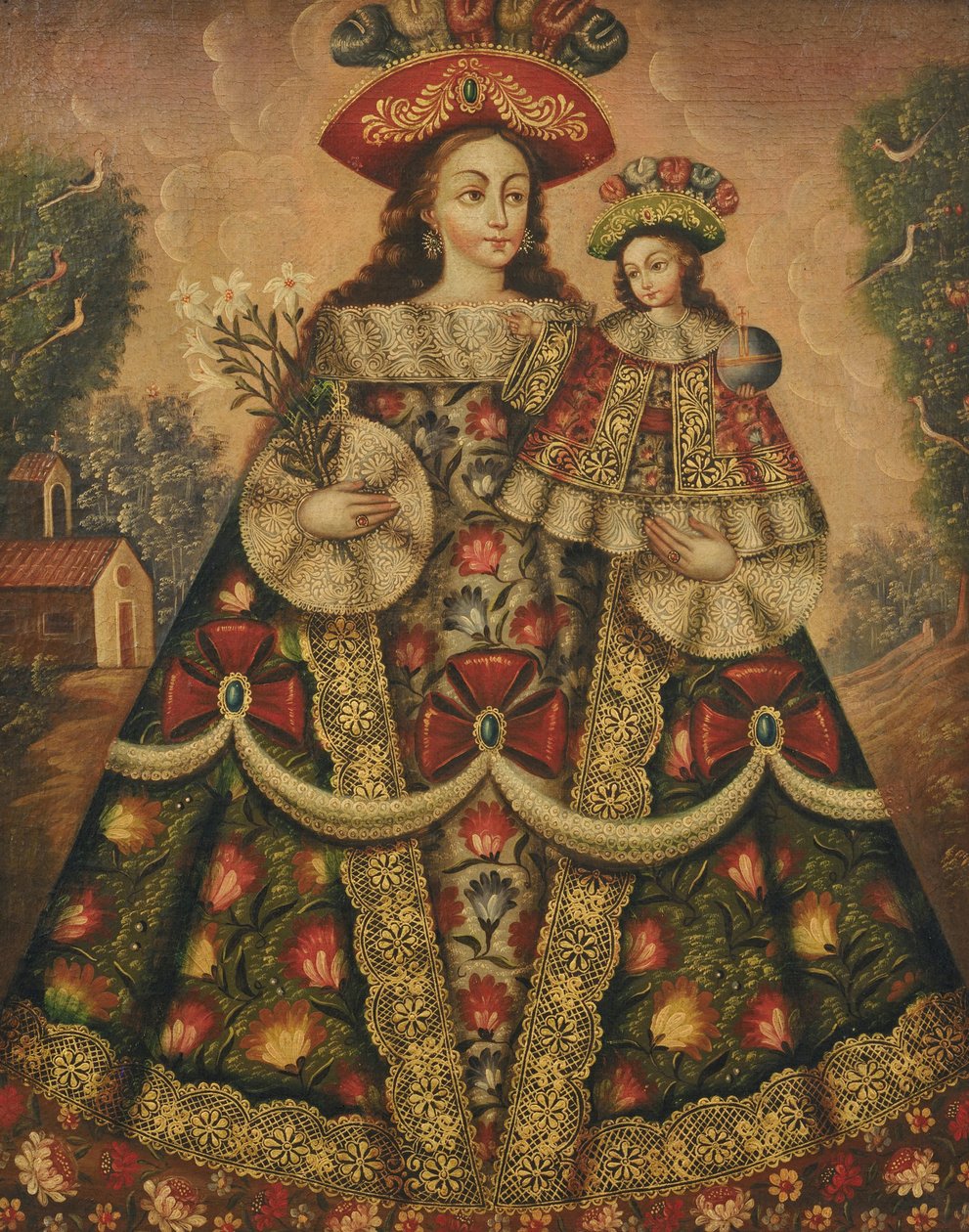 La Virgen de los Peregrinos y el Niño de Cuzco School