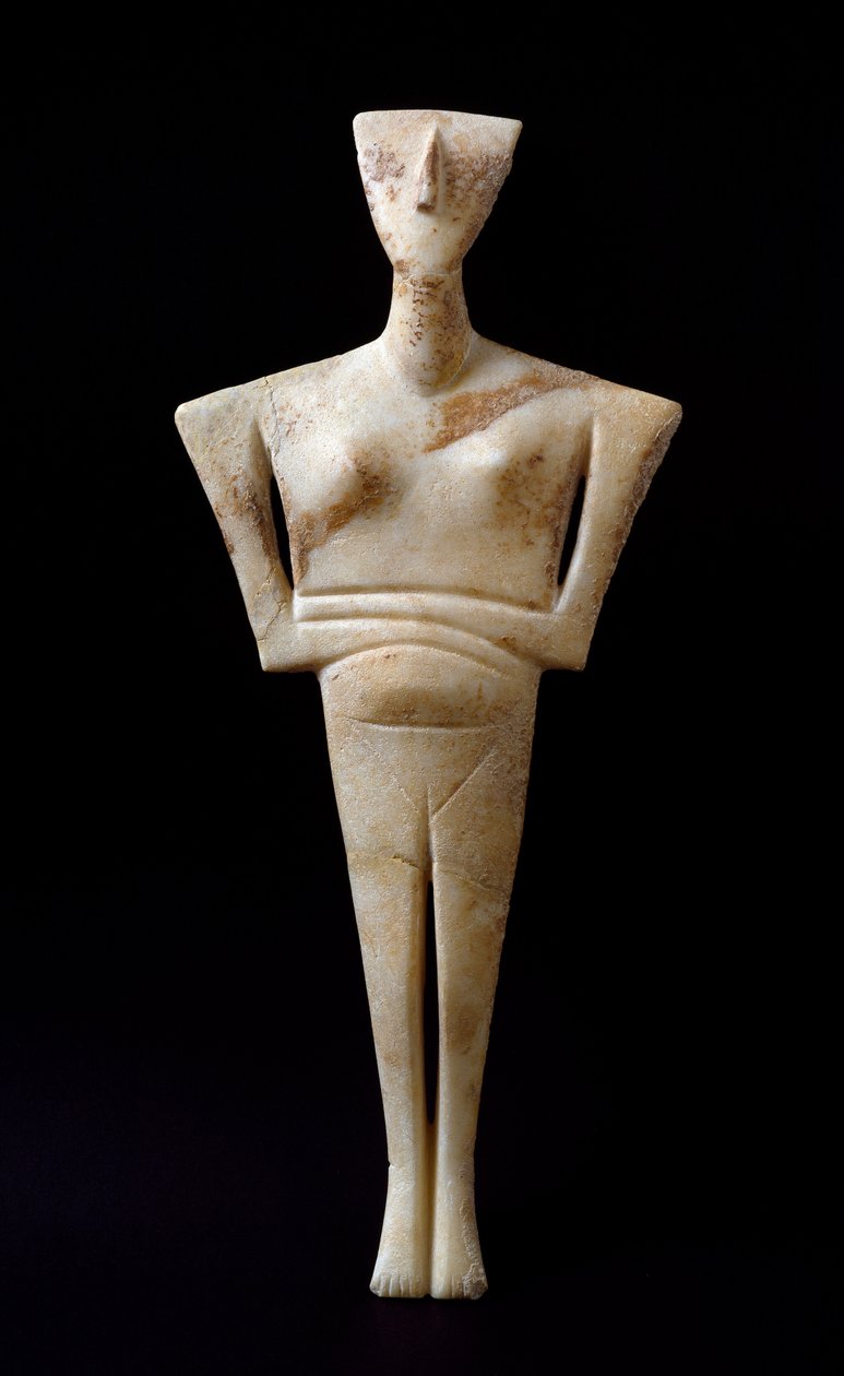 Arte de las Cícladas: “figura femenina” ídolo de mármol de Syros. 3000 a.C. Civilización cicládica (-3200 a -2000) H. 46 cm Atenas, Museo Arqueológico Nacional de Cycladic