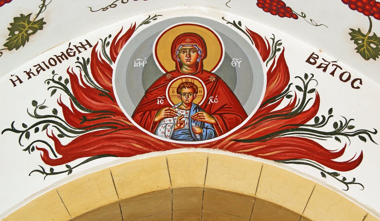 Madonna y Niño Rodeados de Llamas, Chipre de Cypriot