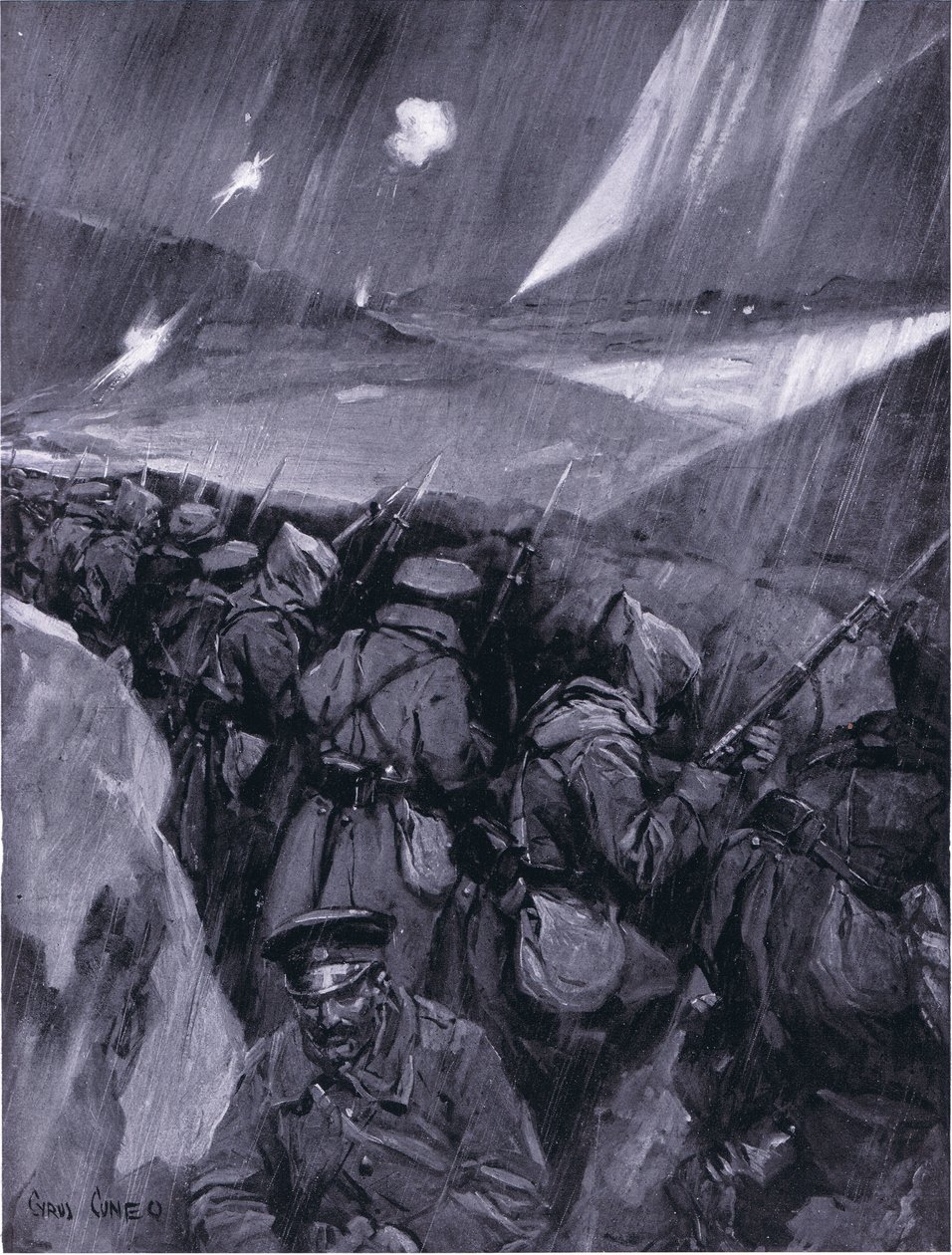 Búlgaros sitiando Adrianópolis 1912-1913, ilustración de Historia de las Naciones de Hutchinson VOL 4 c.1920s de Cyrus Cuneo