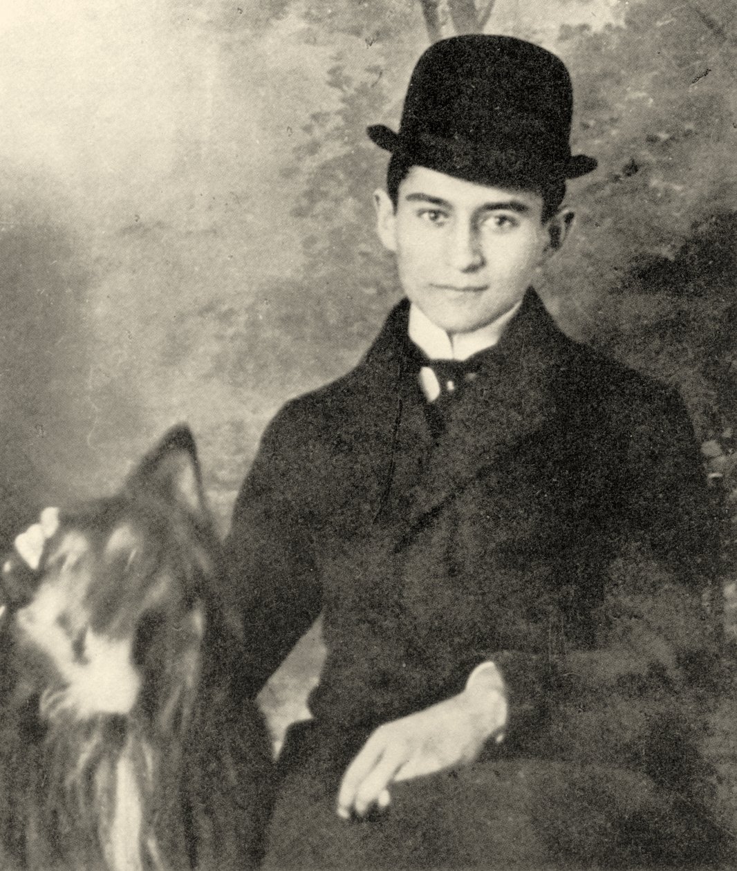 Franz Kafka con su perro, 1910 de Czech School