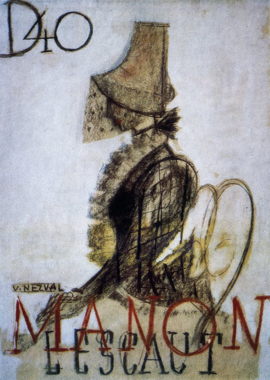 Cartel para el estreno de la ópera Manon Lescaut de Czech School