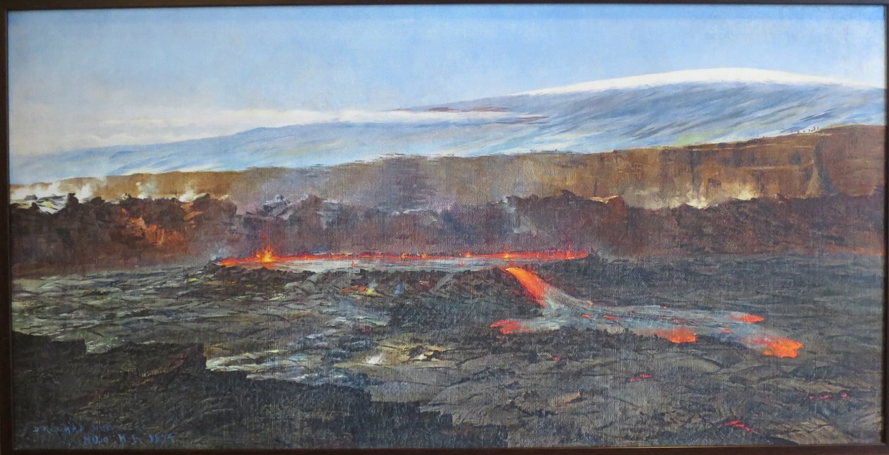 Erupción, cráter Halemaumau en la caldera de Kilauea de D. Howard Hitchcock