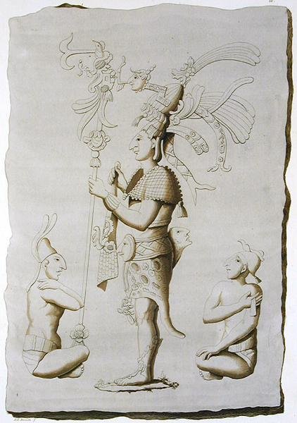 Un rey, escultura del Palacio, Palenque, Chiapas, México de D.K. (after) Bonatti