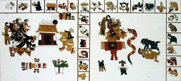 Manuscrito jeroglífico que representa al dios Chuacohuati de D.K. (after) Bonatti