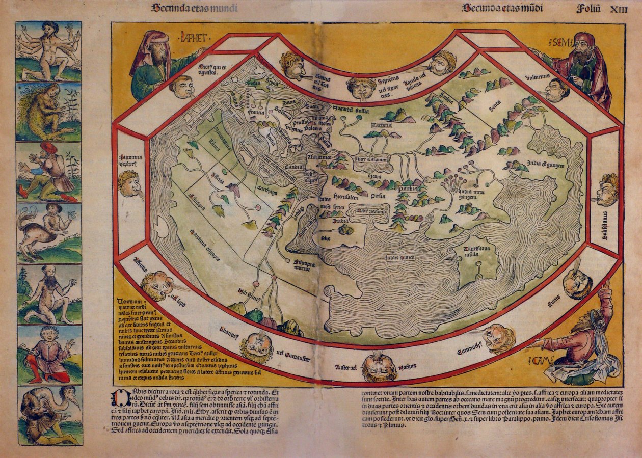 Mapa del mundo de "Crónica de Nuremberg de D. Hartmann & Wolgemut Michael (1434-1519) Schedel