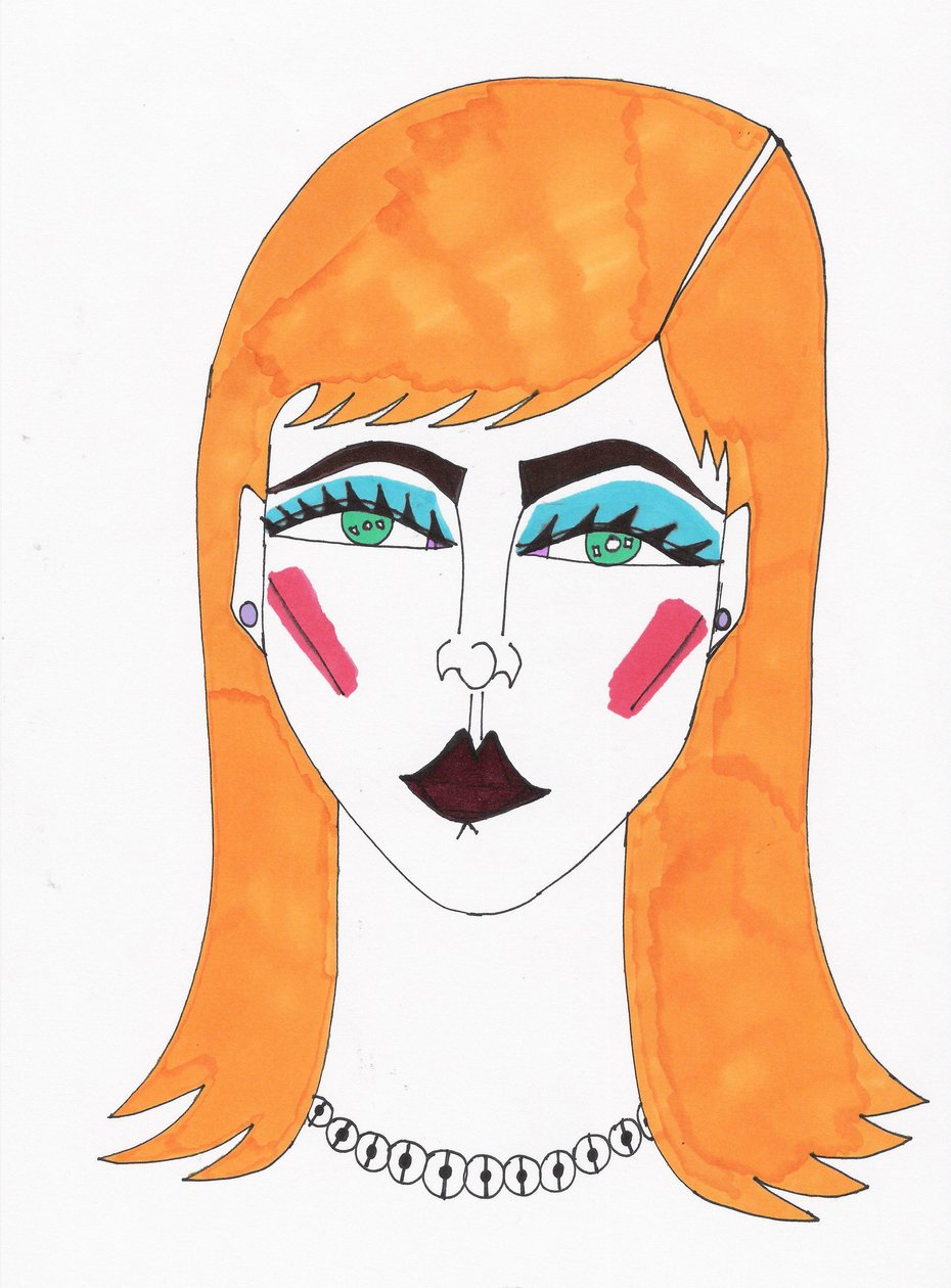 Chica rubiaCabello azul (rotulador sobre papel) de Daisy de Villeneuve