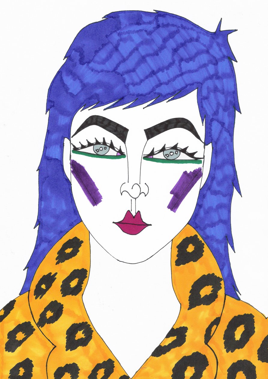 Pelo azul, 2018 (rotulador sobre papel) de Daisy de Villeneuve