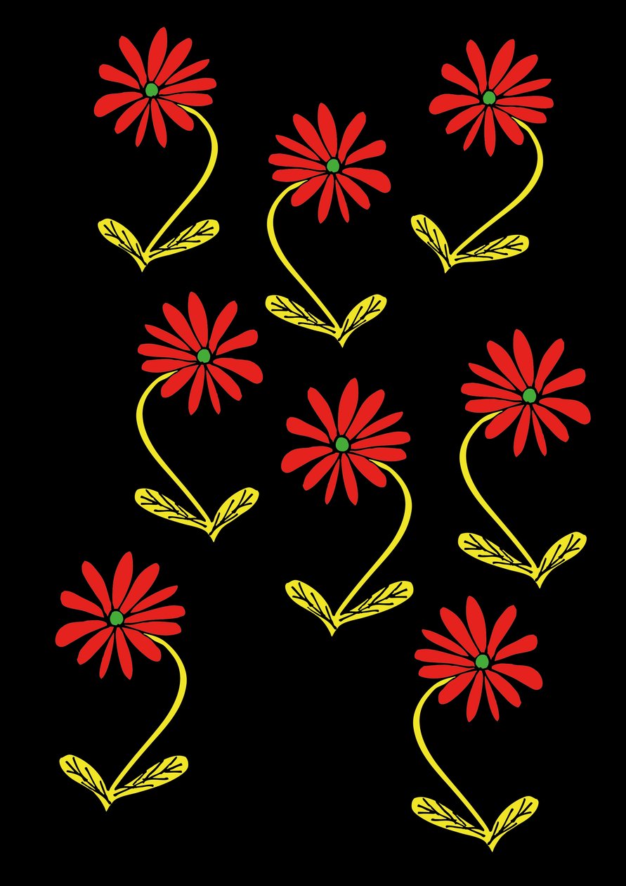 Repetir margaritas Fondo negro (digital) de Daisy de Villeneuve