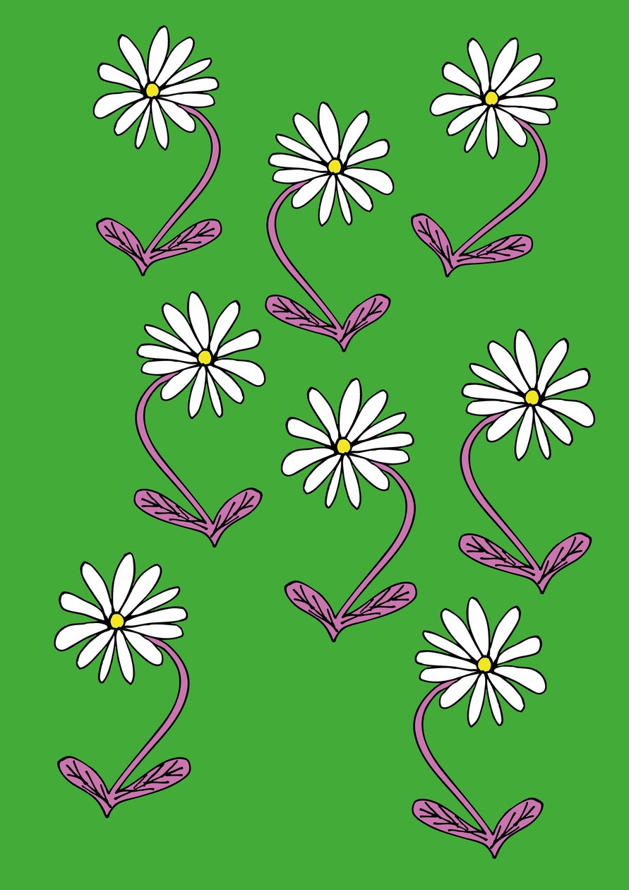 Las margaritas se repiten Fondo verde (digital) de Daisy de Villeneuve