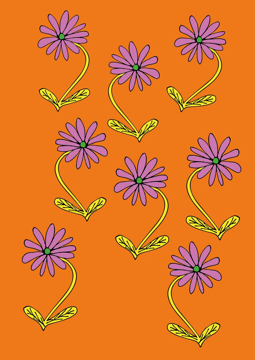 Repetir margaritas Fondo naranja (digital) de Daisy de Villeneuve