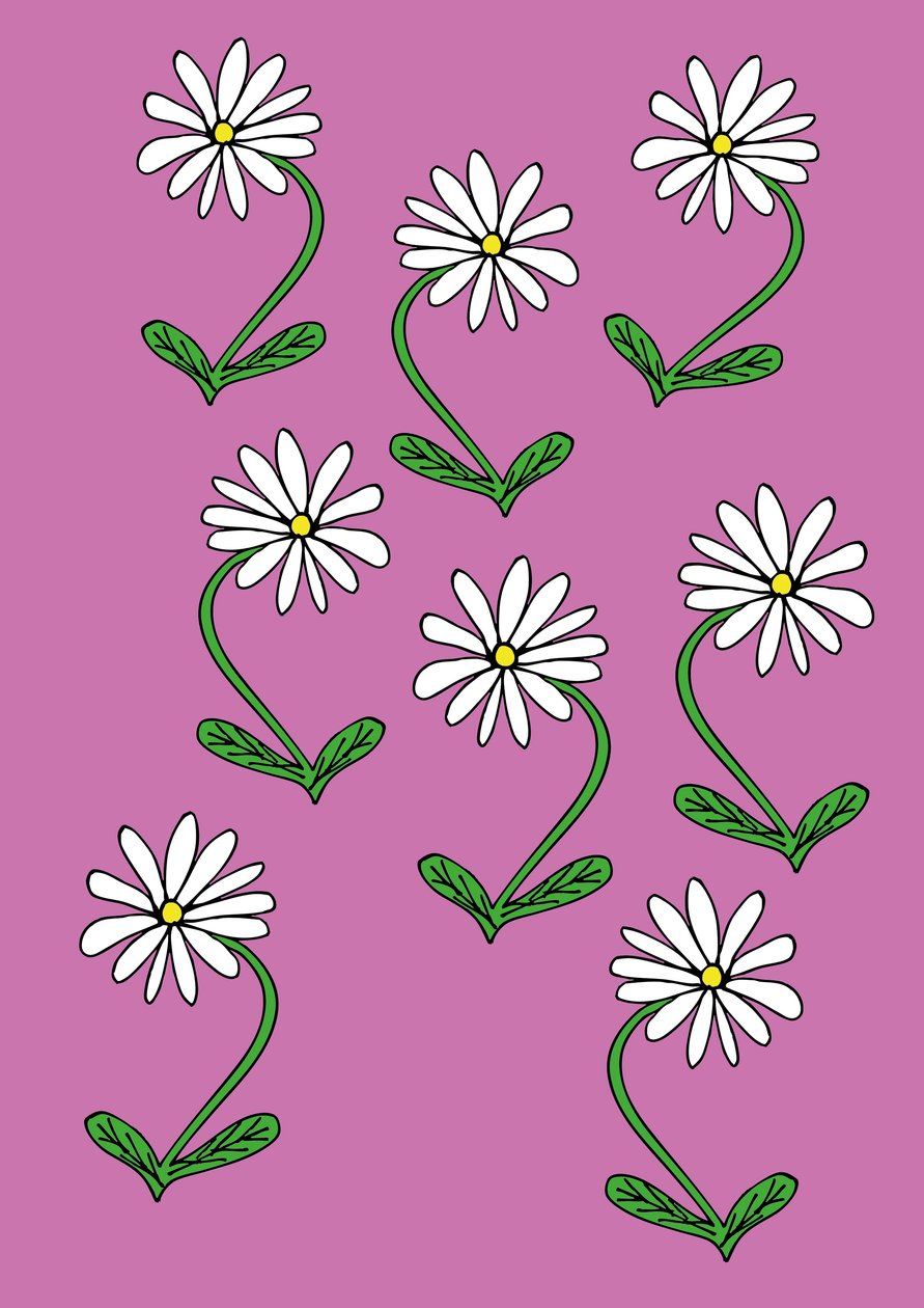 Repetir margaritas Fondo rosa (digital) de Daisy de Villeneuve