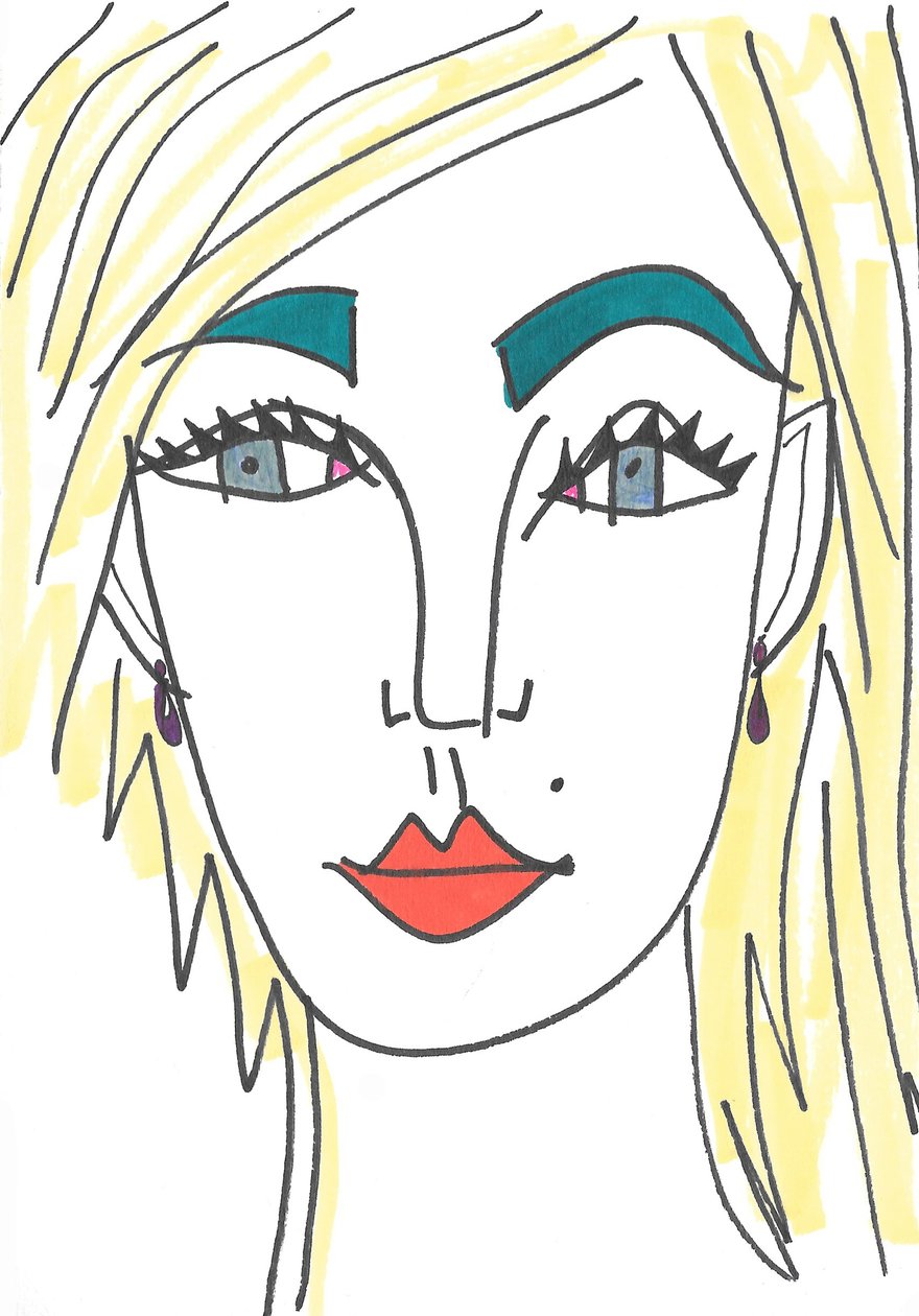 Chica de ojos azules (rotulador sobre papel) de Daisy de Villeneuve