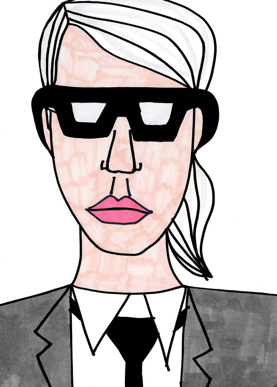 Karl Lagerfeld (rotulador sobre papel) de Daisy de Villeneuve