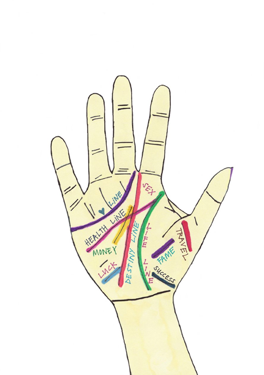 Palma de la mano (rotulador sobre papel) de Daisy de Villeneuve