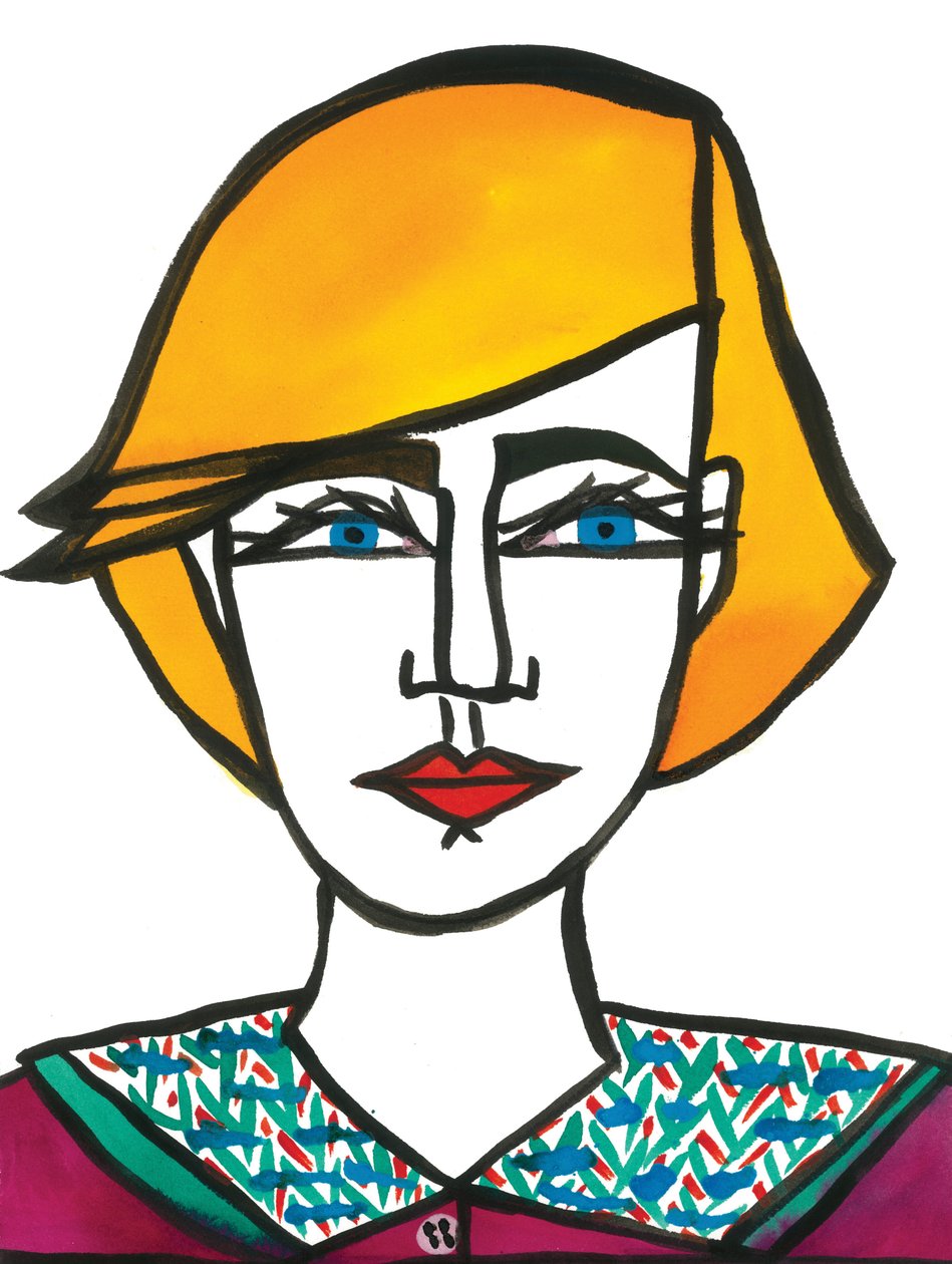 Princess Di Hair, 2024 (pluma con pintura sobre papel) de Daisy de Villeneuve