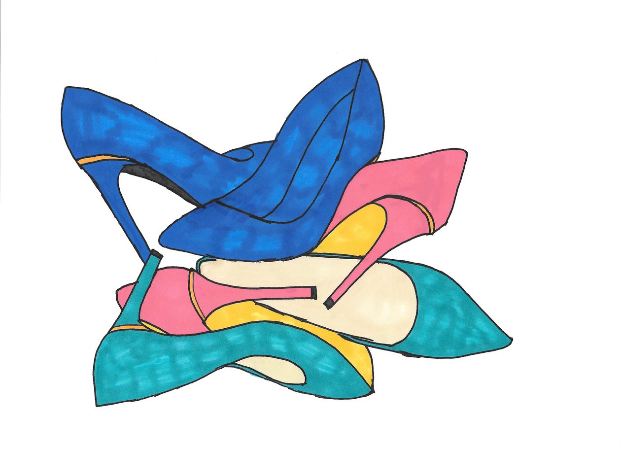 Zapatos, 2016 (rotulador sobre papel) de Daisy de Villeneuve