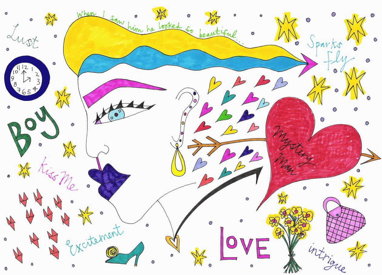 Sparks Fly, 2017 (rotulador sobre papel) de Daisy de Villeneuve