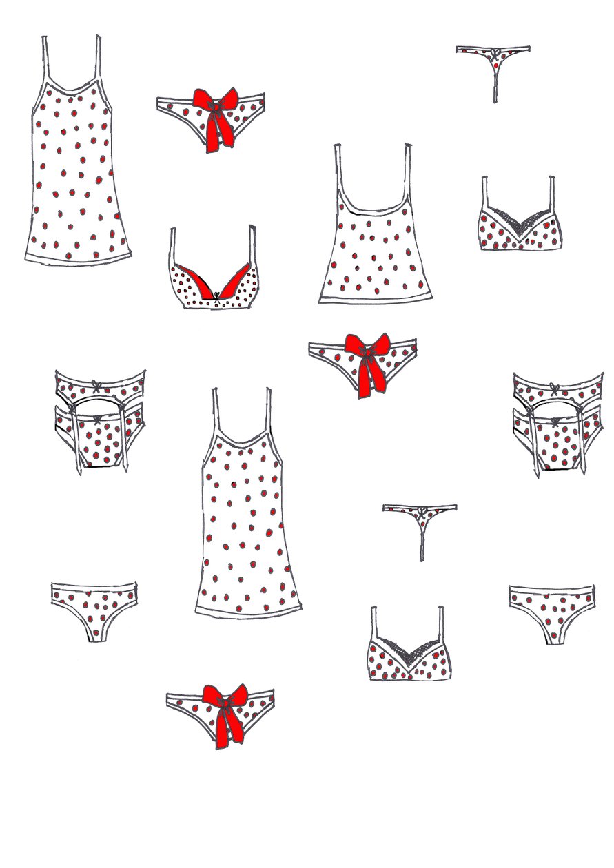 Ropa interior (rotulador sobre papel) de Daisy de Villeneuve