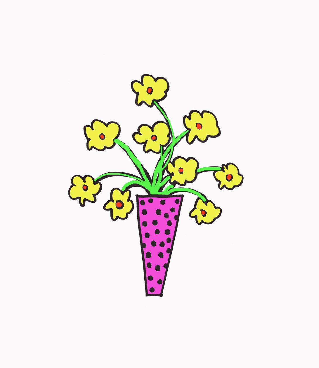 Jarrón de flores (bolígrafo sobre papel y Photoshop) de Daisy de Villeneuve