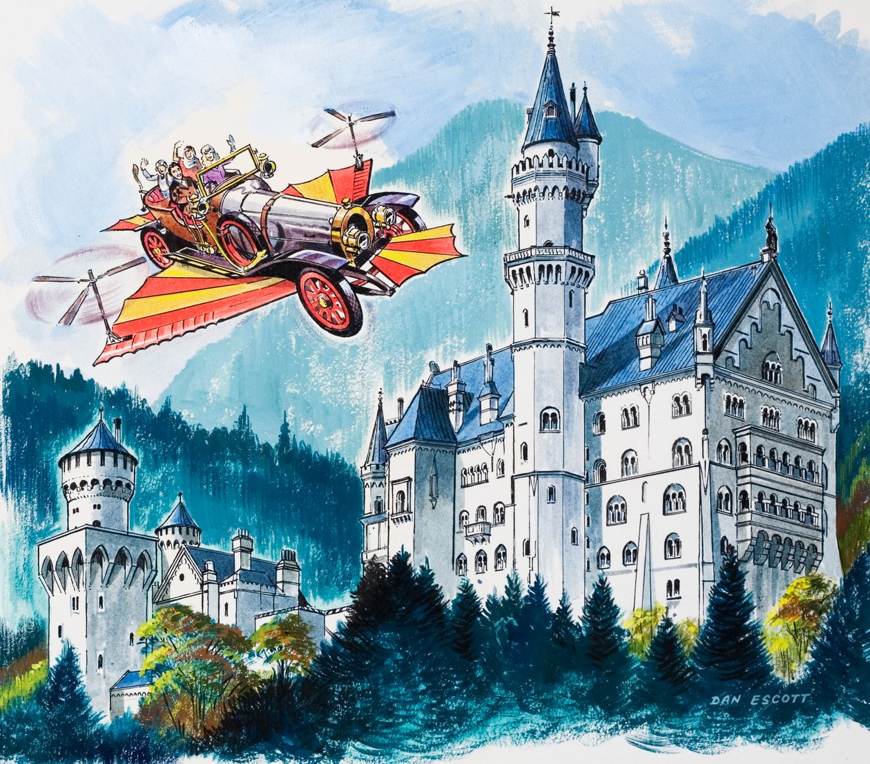 Chitty Chitty Bang Bang pasa por Neushwanstein, en los Alpes bávaros de Dan Escott