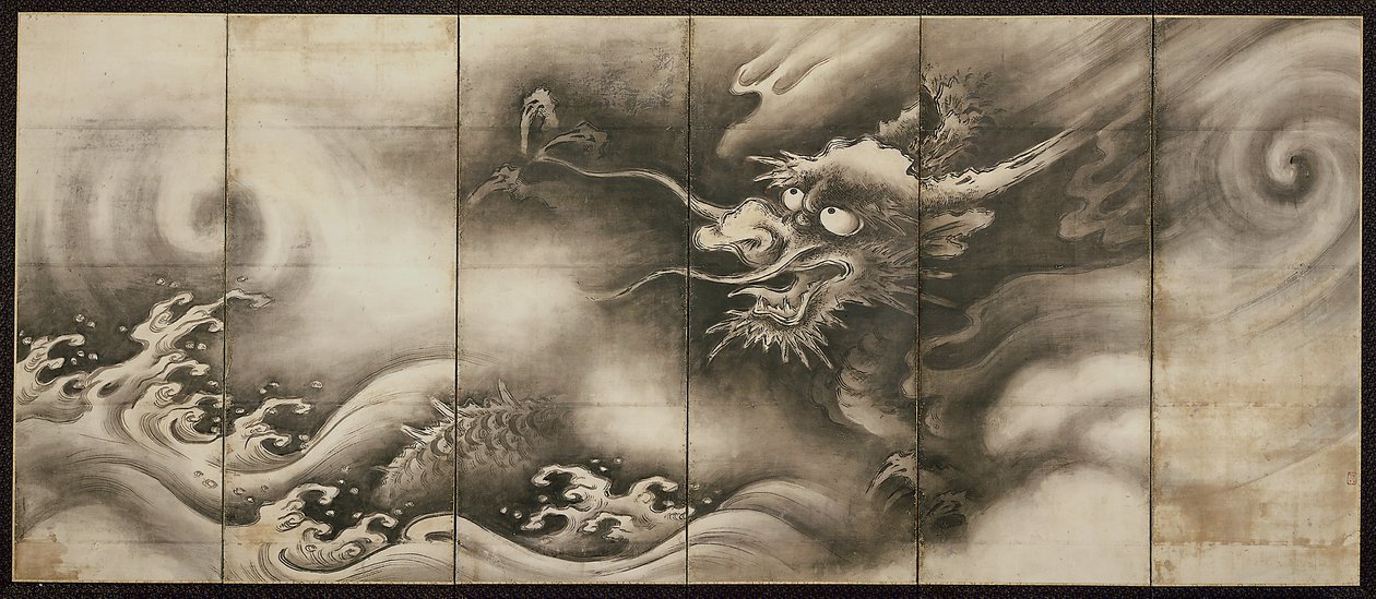 Dragón [derecha de la pareja Dragón y Tigre], mediados del siglo XVI (tinta sobre papel) (véase también 6114495) de Dōan Yamada
