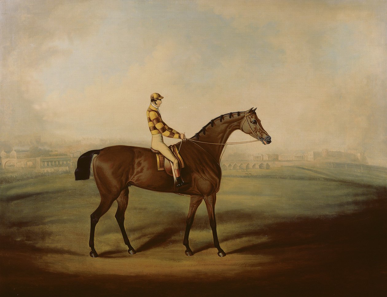Retrato de Bruitandorf con jinete y el hipódromo de Chester al fondo de Daniel Clowes