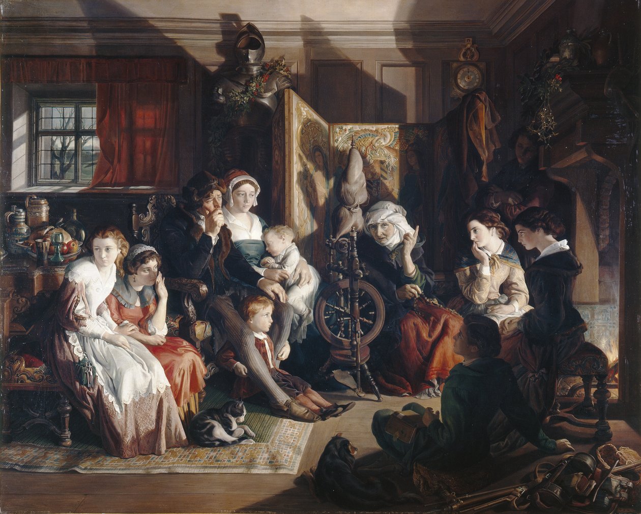 Cuento de una noche de invierno, c.1867 (óleo sobre lienzo) de Daniel (1806 70) Maclise