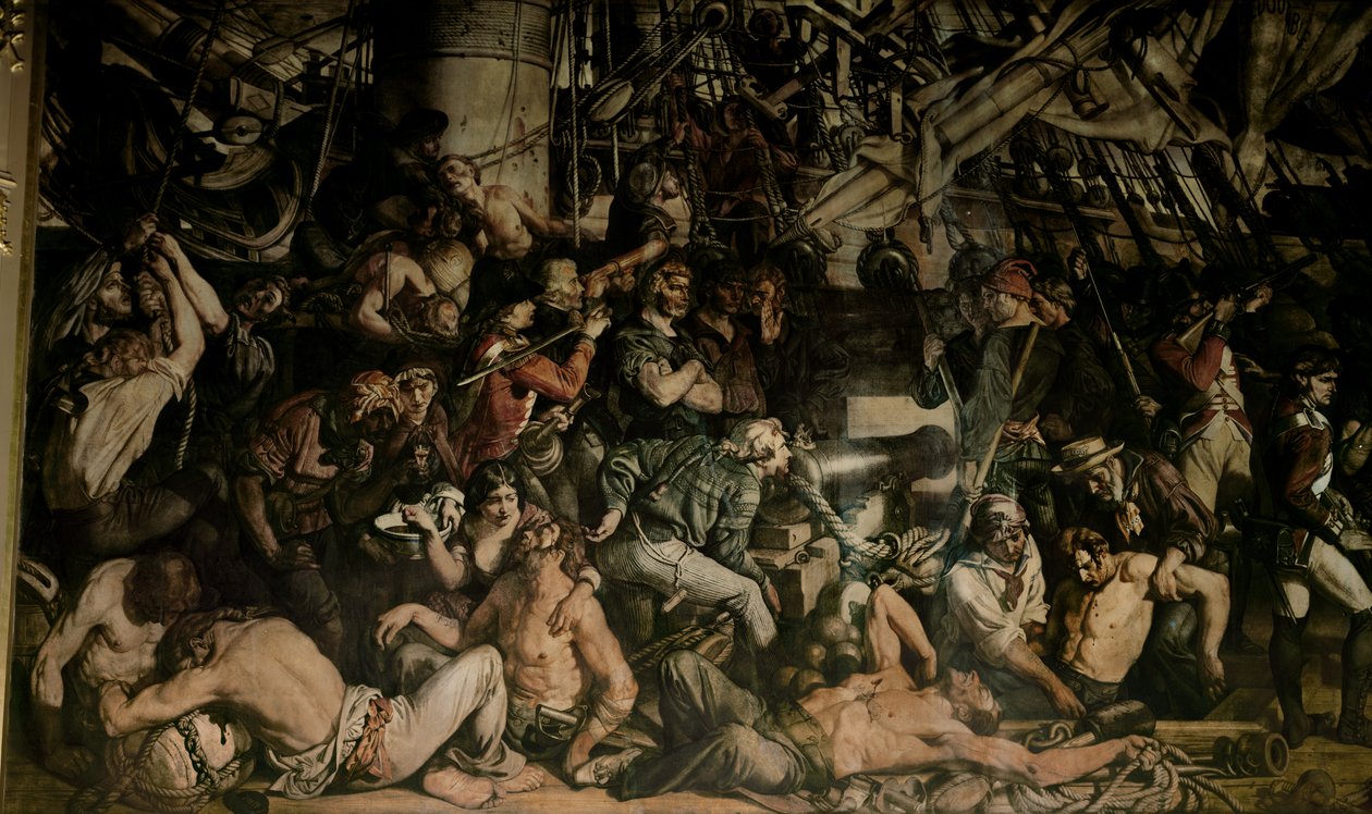 La muerte de Nelson, detalle de la cubierta inferior del Victory de Daniel Maclise