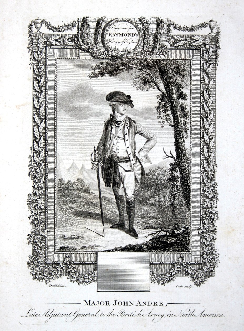 Mayor John Andre, último Ayudante General del ejército británico en América del Norte, grabado por Thomas Cook c.1785 de Daniel (after) Dodd