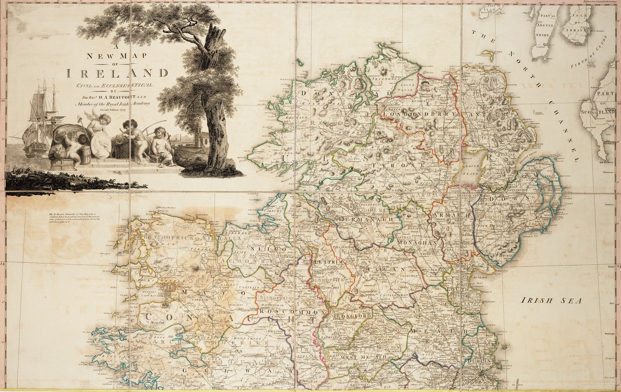 Nuevo mapa civil y eclesiástico de Irlanda de Daniel Augustus Beaufort