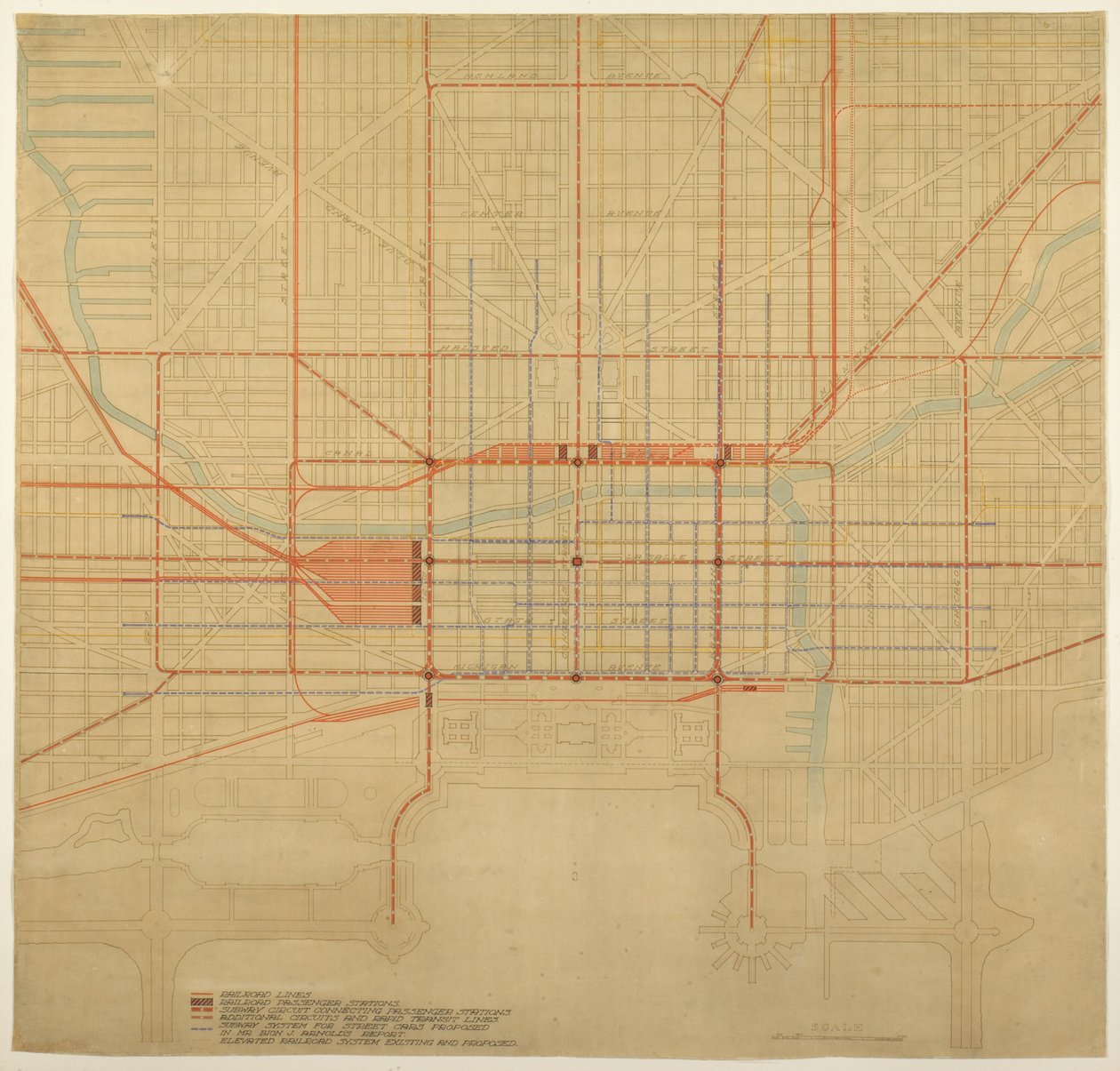 Placa 80 del Plan de Chicago, 1909: Chicago. Diagrama del centro de la ciudad, mostrando la propuesta... de Daniel Burnham