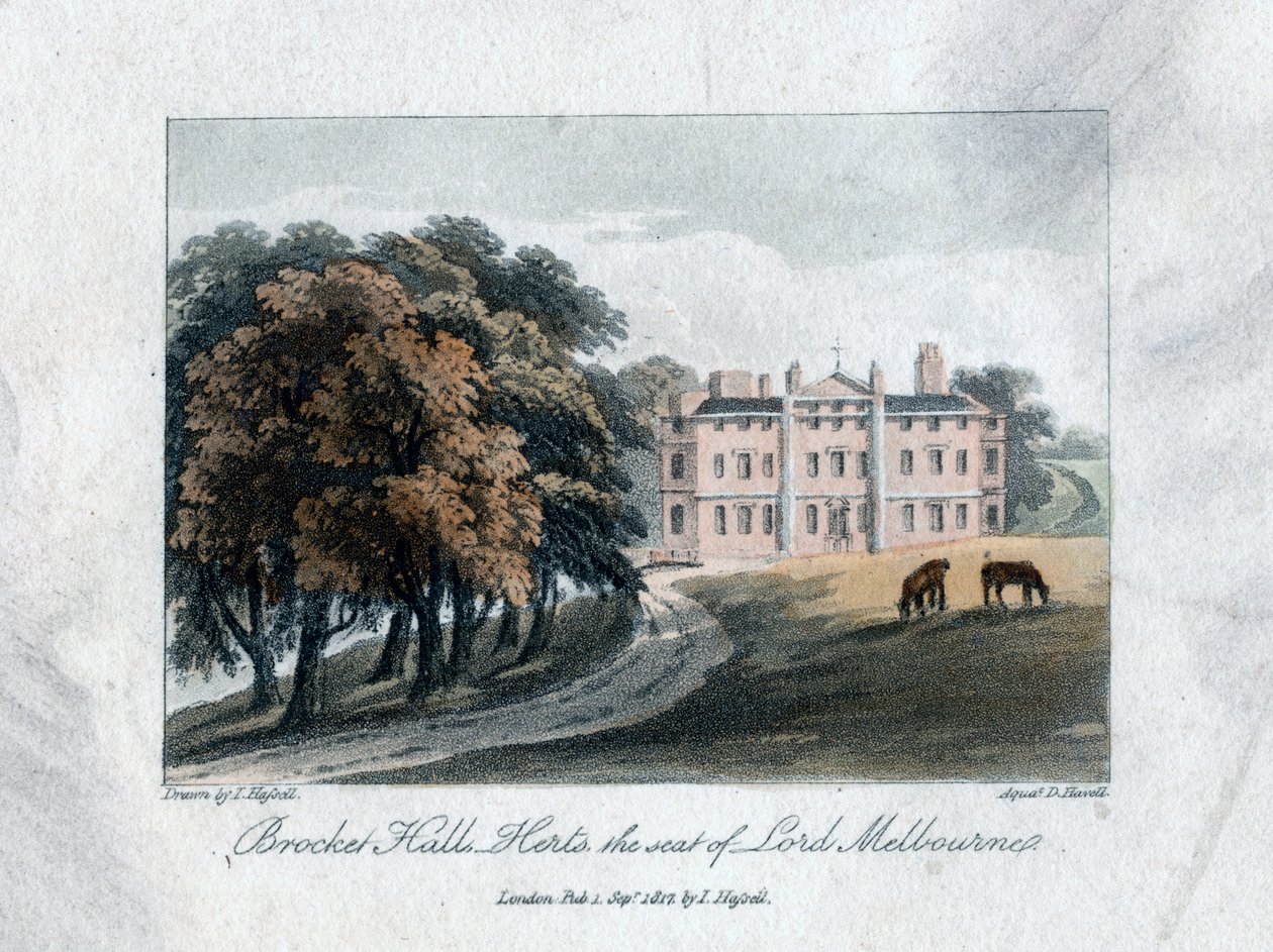 Brocket Hall, Herts, la residencia de Lord Melbourne, 1817 de Daniel Havell