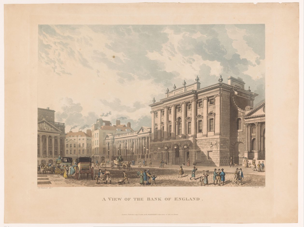 Vista del Banco de Inglaterra, Londres Una vista del Banco de Inglaterra (título sobre objeto) de Daniel Havell