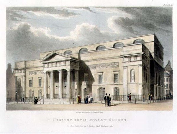 Teatro Real, Covent Garden, en Londres, diseñado por Robert Smirke en 1809 de Daniel Havell