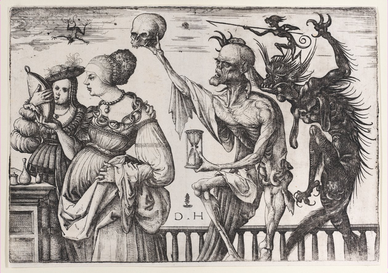 La muerte y el diablo sorprendiendo a dos mujeres de Daniel Hopfer