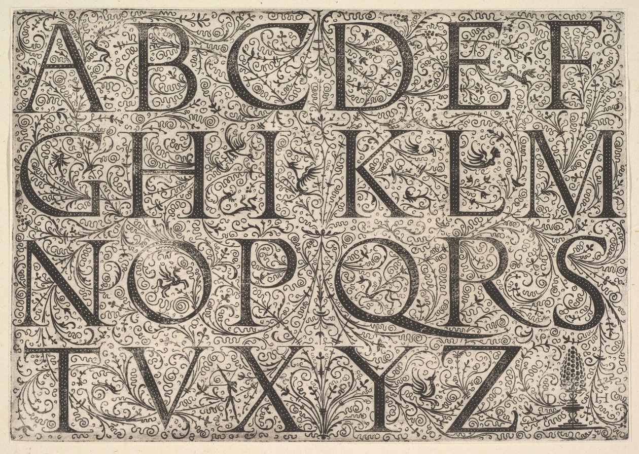 Alfabeto mayúsculo romano, ca. 1520 de Daniel Hopfer