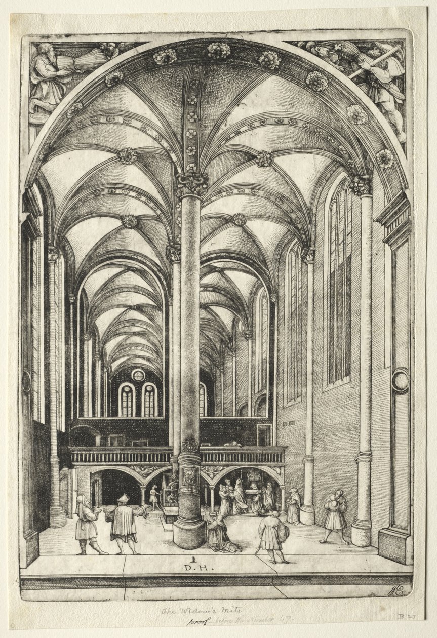 Vista en el interior de la iglesia de Santa Catalina en Augsburgo de Daniel Hopfer