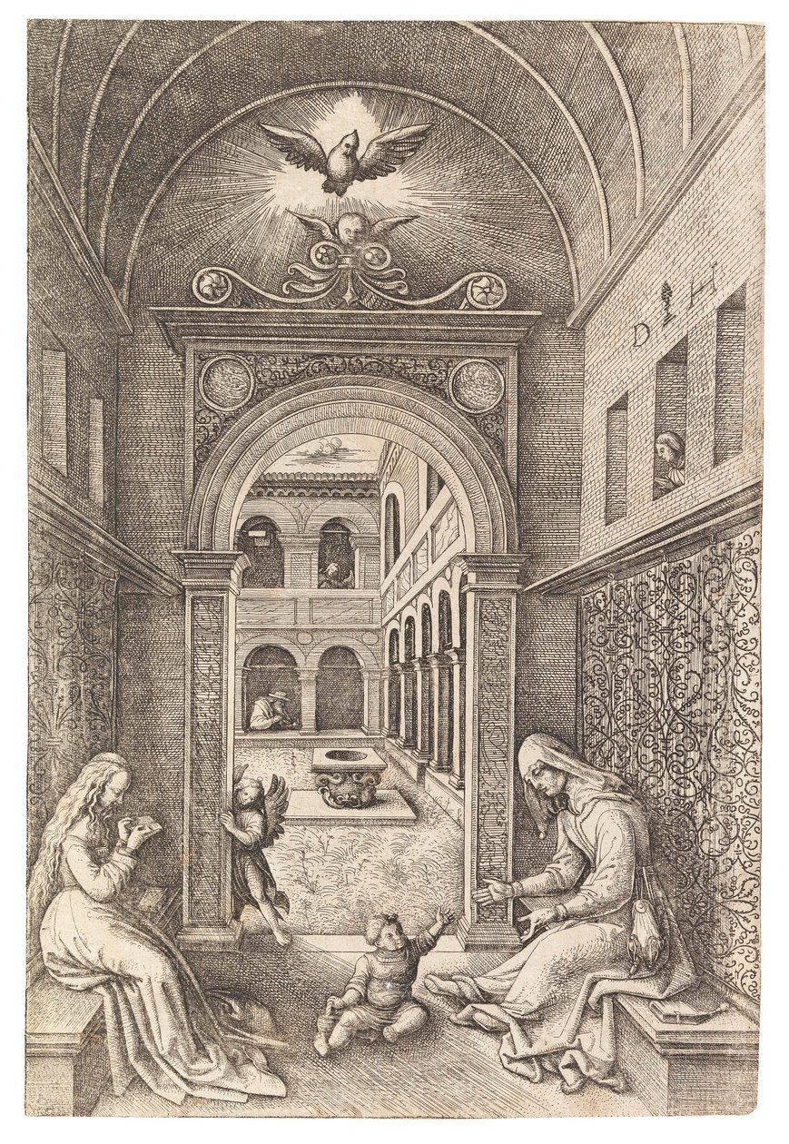 La Virgen y el Niño con Santa Ana, c. 1500 de Daniel Hopfer the Elder