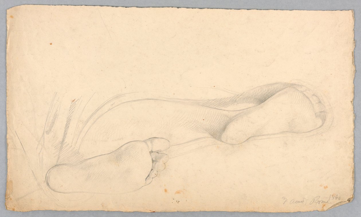 Dibujo, Parte inferior de un par de pies, 1840 de Daniel Huntington