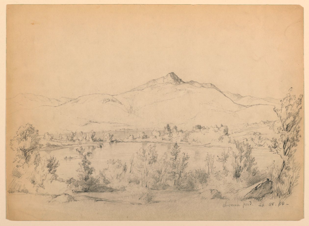 Dibujo, Estanque y montaña de Chocorua, New Hampshire, 28 de septiembre de 1854 de Daniel Huntington