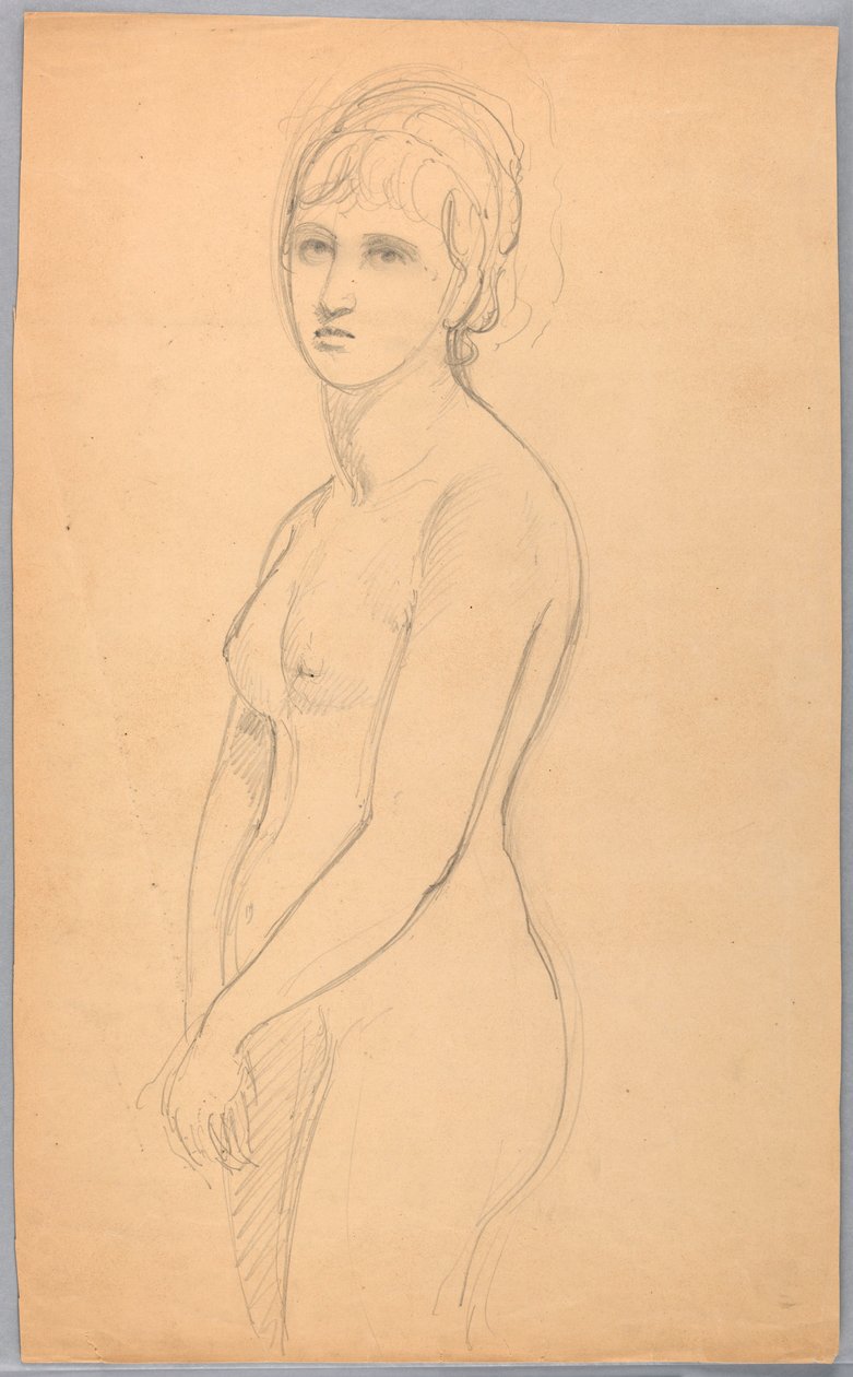 Dibujo, Mujer desnuda de pie, 1860-70 de Daniel Huntington