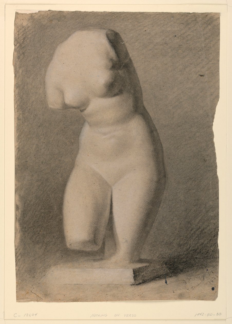 Dibujo, Torso femenino de un yeso, 1840 de Daniel Huntington