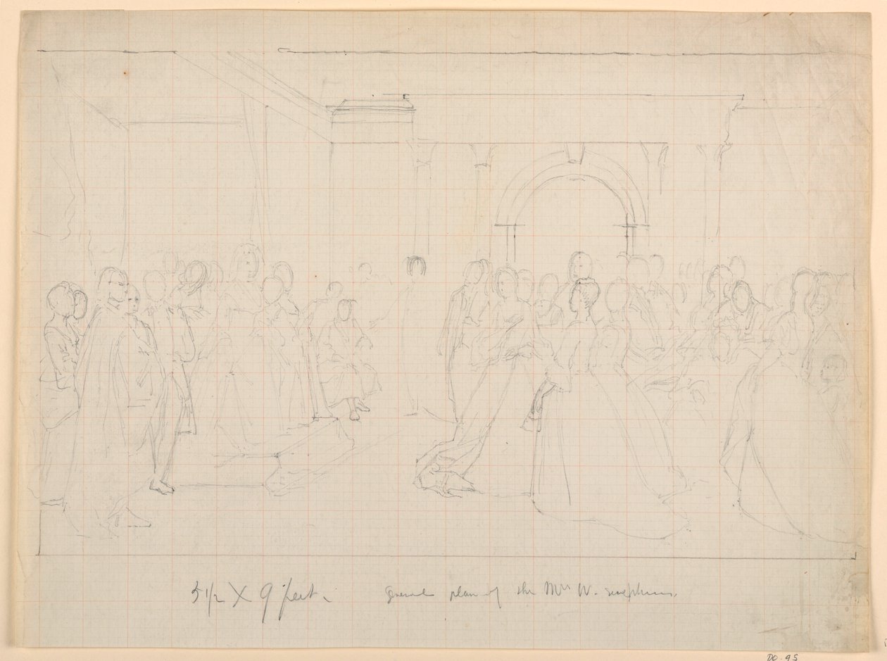 Dibujo, Plano general de la "Recepción Martha Washington", 1860 de Daniel Huntington