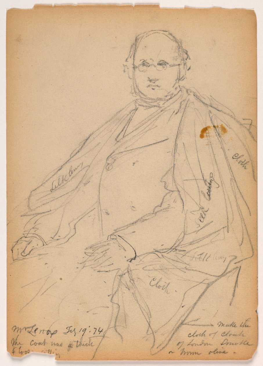 Dibujo, James Lenox sentado, 19 de febrero de 1874 de Daniel Huntington