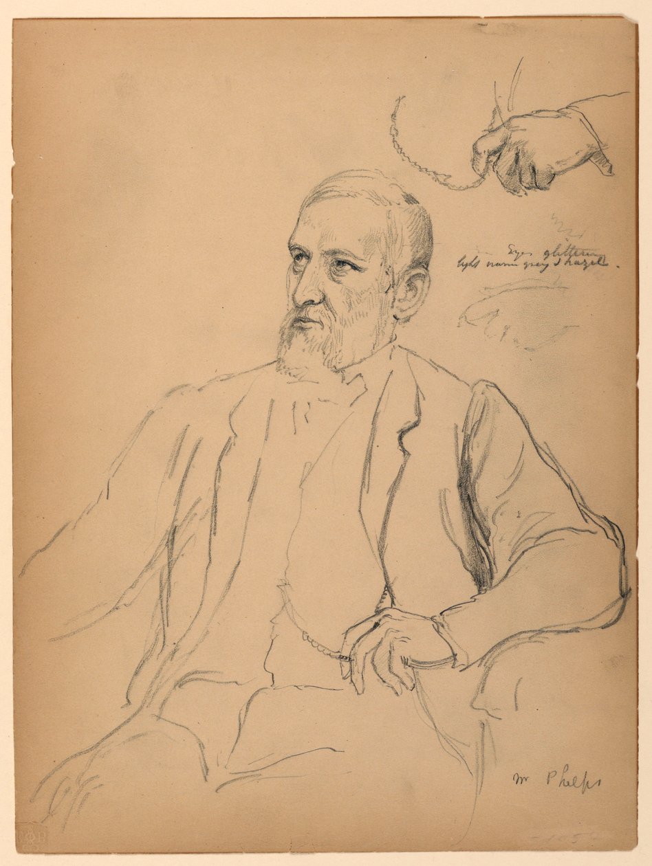 Dibujo, John Jay Phelps sentado, S, 1863 de Daniel Huntington